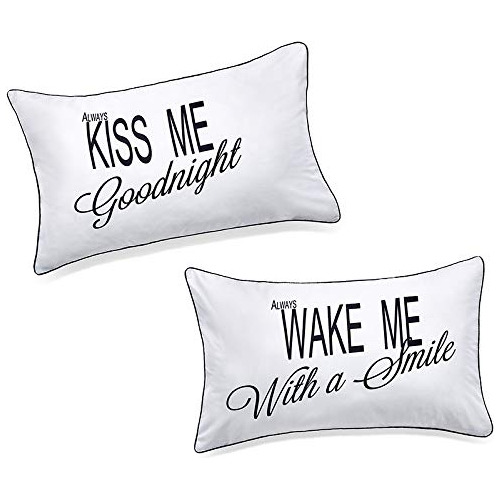 His Hers Fundas De Almohada Parejas,always Kiss Me Good...