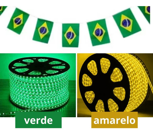 Enfeite De Rua Mangueira Led Copa Brasil Verde/amarelo 100m
