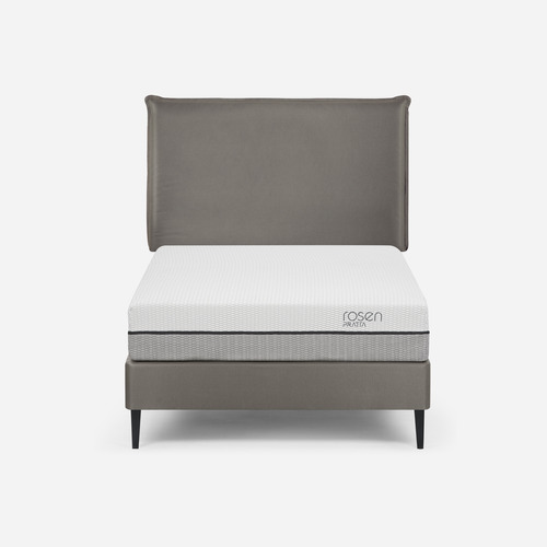 Cama Europea Pratta 1,5 Plazas Pata Acero + Respaldo Maurice