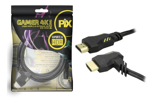 Cabo Hdmi 2m  2.0 Gamer 4k Plug 90 Graus Gamer - 12359