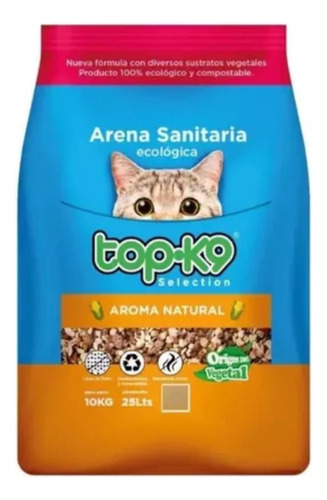 Arena Sanitaria Ecológica Top-k9 10 Kg Aroma Natural X 10kg De Peso Neto  Y 10kg De Peso Por Unidad