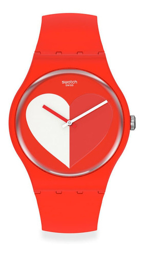 Reloj Swatch Half 3 White So29z112 Color De La Correa Rojo Color Del Bisel Rojo Color Del Fondo Rojo