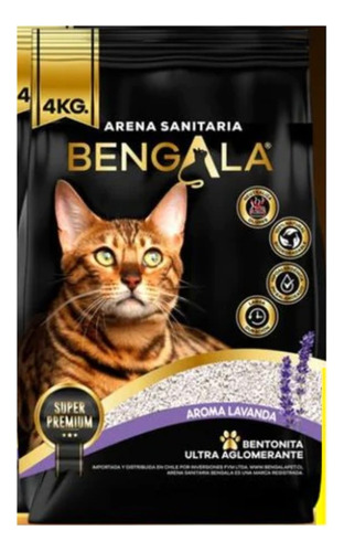 Arena Bengala Sanitaria Premium Para Gatos 4 Kg Lavanda