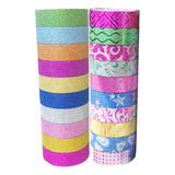 20 Pegatinas Washi Tape Con Purpurina, Colores Aleatorios, P