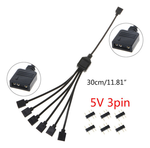 Cable De Extensión Rgb De 5 V Y 3 Pines: Uno Para Seis