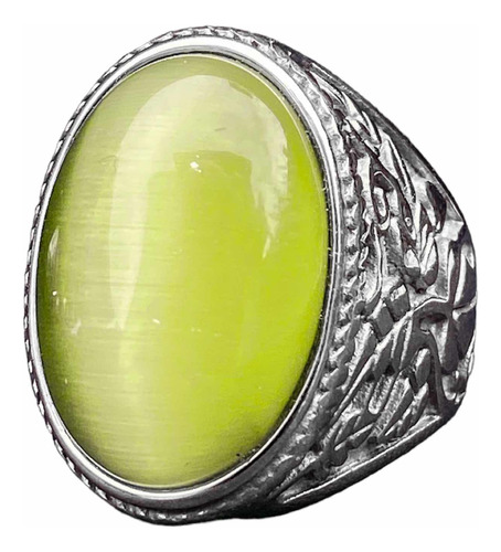 Anillo Modelo Gitano Piedra Verde Acero Quirúrgico