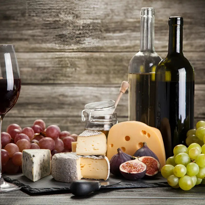 Bodegón Higos Y Vino 80x120cm Cuadro Canvas Comedor Clásico Multicolor No