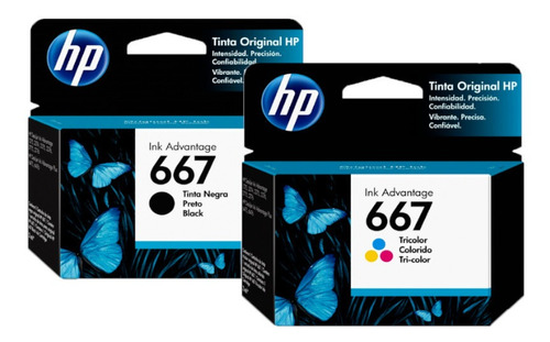 Kit De Cartuchos De Tinta Negro+color Hp 667 Advantage