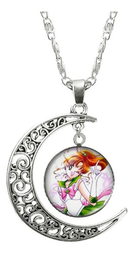 Collar Luna Cadena Color Plata Sailor Moon Anime Para Mujer
