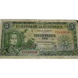 Billete Colombiano  De 5 Pesos De 1953