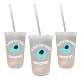 Vaso Con Popote 30 Pzas  Personalizados 16oz Baby Shower