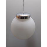 Lampara Colgante Globo Bola Esfera Opal Mate Con Cromo 18cm