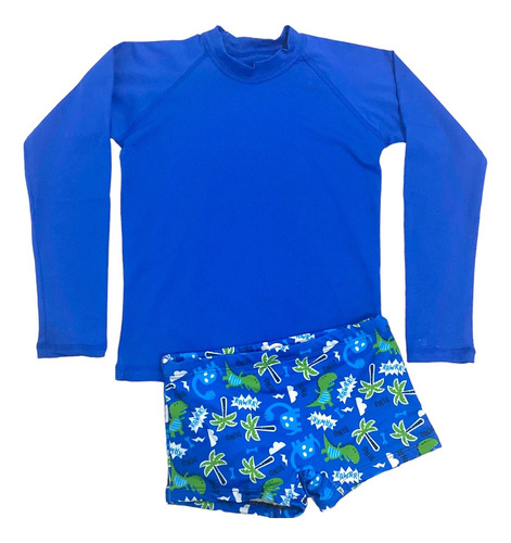 Sunga Boxer Infantil Juvenil + Camisa Proteção Solar Uv 50 