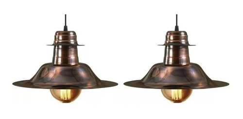 Pack X 2 Colgante Cobre Vintage Deco Moderno Apto Led Cocina