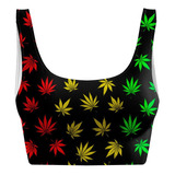 Blusa Top Regata  Estampado Raveup Cannabis Maconha Reggae