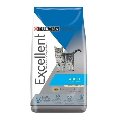Alimento Excellent Adult para gato adulto sabor pollo y arroz de 1 kg | MercadoLibre