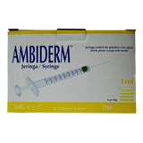 Jeringa Para Insulina 30gx13mm De 1ml Ambiderm Caja/100 Pz Capacidad En Volumen 1 Ml