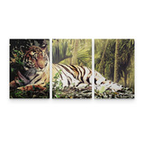 Quadro Em Tecido Decorativo Tigre Imponente Para Sala Quarto