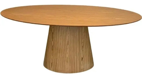 Mesa Sala Jantar Cone Oval 198x122 Laminada Madeira Natural