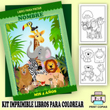Kit Imprimible Librito  Pintar Y Per  Animalitos De La Selva