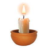 Porta Velas Castiçal De Barro Suporte Rustico Vela 7 Dias