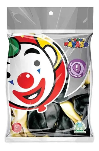Globo Latex Metalico Bicolor N°9 Payaso 2tono, Bolsa 50 Pzas