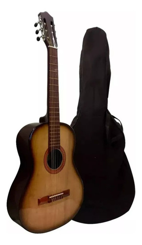 Guitarra Criolla Clásica Estudio Y Funda Tamaño Adulto Color Marrón