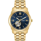 Reloj Bulova 97a131 Men's Classic Automatic De Acero Inoxi Color De La Correa Negro Color Del Bisel Acero Inoxidable Color Del Fondo Azul