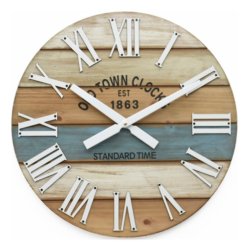 Oldtown Clocks Reloj De Pared Romano Grande De Madera De 30