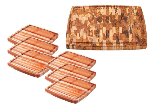 Kit Tabla Madera Grande 6 Platos Cuadrado Asado Tramontina