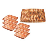 Kit Tabla Madera Grande 6 Platos Cuadrado Asado Tramontina