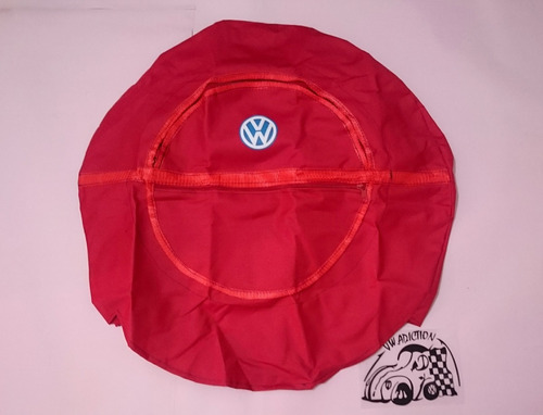 Funda Llanta 195-60 Refaccion Vocho Roja Logo Vw