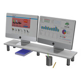 Soporte Para Monitor Doble Melamina Cn Patas Acero Bookstore