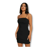  Vestido Ajustado Algodon Negro  Talla M 