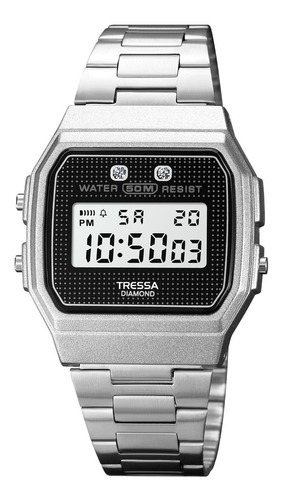 Reloj Tressa Digital Retro Vintage Plateado  Merlot