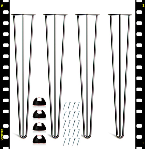 Pata Para Mesa Hairpin 73cm Set De 4 Con Goma Protectora