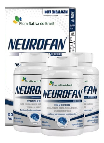 Kit3 Neurofan Fosfatidilserina+vitaminas 60caps Flora Nativa