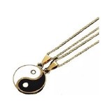 Collar Parejas Novios Amistad Yin Yang Delicado Dorado 2en1 