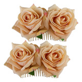Crown Guide Paquete De 2 Peinetas Para Novia Con Flores Rosa