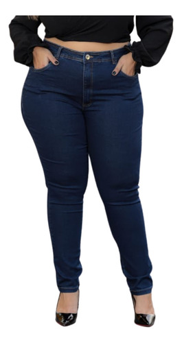 Calça Jeans Plus Size Cintura Alta Com Lycra Elástico