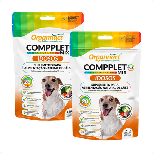 2 Compplet Mix Idosos Organnact Suplemento Para Cães - 120g