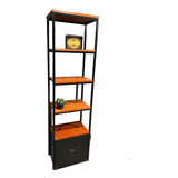 Biblioteca Industrial Moderno Hierro Madera 50x30x190alto