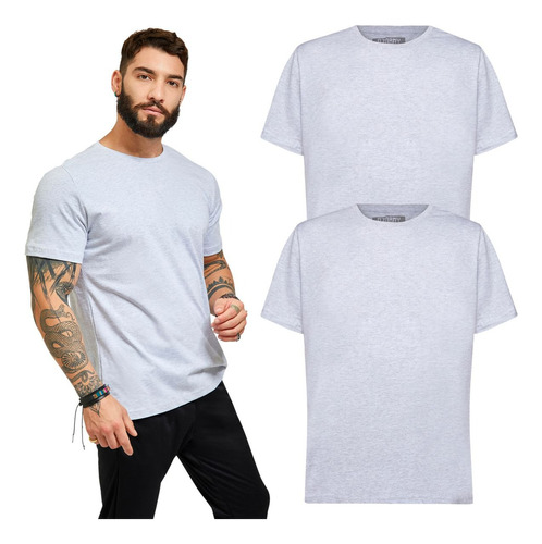 Kit Camiseta Masculina Basica Algodão 2 Unidades Tradicional