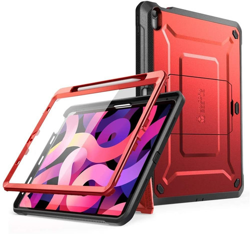 Funda Para iPad Air 4 (2020) Rojo Negro Portalapices Rigida