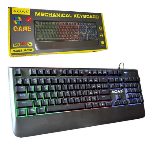 Teclado Gamer Led Aoas M-700 Mecanico Usb Español Rgb