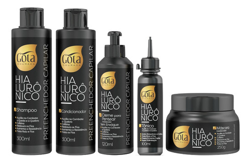 Shampoo Gota Dourada Ácido Hialurónico Kit Ácido Hialurônico Professional En Garrafa De 1200ml De 1kg