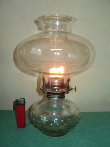 Antigua Lámpara De Vidrio A Combustión.