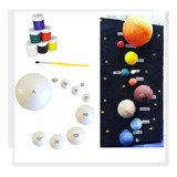 Maquete Completa Sistema Solar 10 Bolinhas + Tinta E Pincel