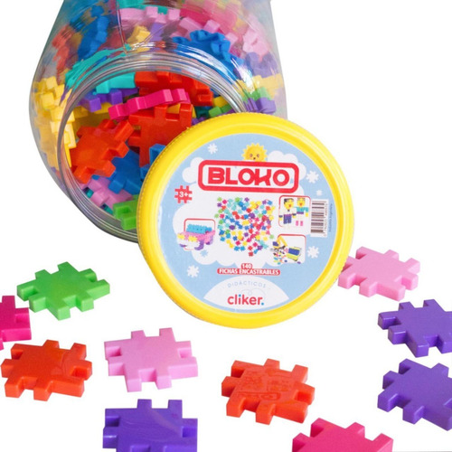 Juego Didáctico Bloko 140 Fichas Encastrables + Mega Envase