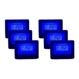 Kit 6 Refletor 100w Azul Holofote Led Eventos Piscina